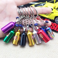 Car Turbo NOS Nitrogen Bottle Keychain Creative Metal Key Ring