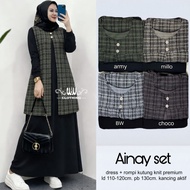 Latest Gamis Suit Wanita Dress + Ainay Kutung Vest Set Ld110-120cm Pjg 130cm Active Buttons Choco Ar