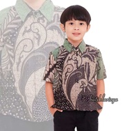 Kemeja Batik Couple Ayah Dan Anak Laki-Laki Usia 1-12 Tahun Bahan Katun Batik Motif Kate Sage Green Baju Batik Anak Couple Keluarga