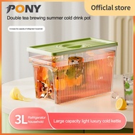 PONY 3L Refrigerator Cold Water Bucket with Tap Large Capacity Household Fruit Tea Beverage Dispenser Fridge Ice Water