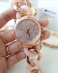 Original Michael Kors MK4283 Runway Twist Rose Dial Rose Gold-tone Ladies Watch With 1 Year Warranty For Mechanism