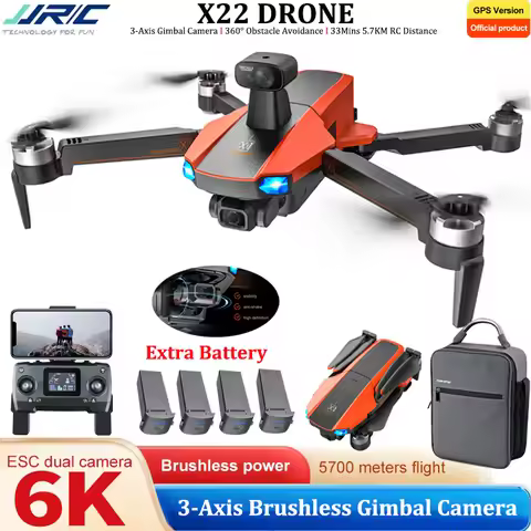 JJRC X22 RC Drone 3-Axis Gimbal HD EIS Camera GPS 5G WIFI 360° Obstacle Avoidance 5.7KM 33Min Brushl