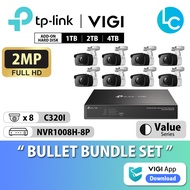 TP-Link VIGI CCTV 8 Channel Bundle Set PoE Wired Bullet IP Camera C320I/C330/C340/C345/C350/C355/C38