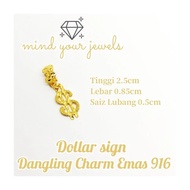 CINTA Emas 916 gold Dollar Sign Charm 916金💰吊坠