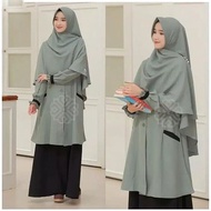 Hijab Dress Gamis Syar'i Elbina Set Series Green Black