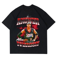 ALLEN IVERSON T-SHIRT - THE ANSWER BASKETBALL T-SHIRT BOOTLEG VINTAGE COTTON COMBAD 30s OVERSIZE