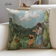 [Noel.sg] 17.72x17.72in Cross Stitch Pillow Kit with Zip Cross Stitch Pillow Cover Cross Stitch Stamped Pillow Cover Kit for Kids Adults Sewing Craft Gift
