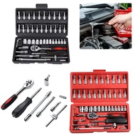46pcs Multifunctional Toolbox Set Manual Wrench Socket Kit Pembaikan Perkakasan Kotak Alat Pliers Wr
