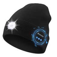 Wireless Bluetooth Earphones LED Light Cap Outdoor Night Running Lighting Red and Blue Flashing Warn