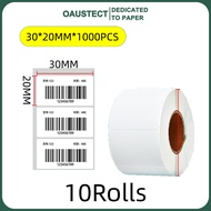 OAUSTECT 10Rolls 30X20MM Direct Thermal Barcode Sticker Paper Barcode Label 30X20MM Sticker