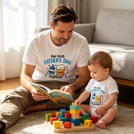 Our First Fathers Day Shirt 2026 Daddy and me Matching Shirt New Dad Fathers Day Gift Father And Bab