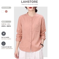 LAHSTORE women's loose long-sleeved shirt in youthful turtleneck fabric ASM23 (Pink Pink) blouse wom