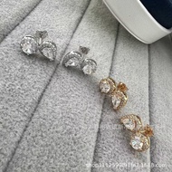 3DDW V Gold Super Flashing Round Water Drop Earrings Female Simple Design Earrings Commuter Earrings