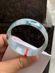 冰種翡翠天然翡翠玉鐲 A玉手鐲 玉鈪 • 冰種藍飄花翡翠方鐲