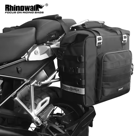 Rhinowalk Motorcycle Side Bag Waterproof Saddle 25L-32L Expandable Pannier Bag Quick Release 3D Shap