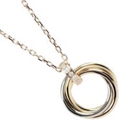 Pre-owned Cartier Trinity necklace in 18K gold (yellow, pink, and white) with diamonds and three-ton