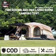 Khemah Besar 8-12 Persons Camping Tent Waterproof Kemah Murah Large Camping Tent Layer 2 Rooms Doubl