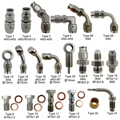 Stainless Steel AN3 Motorcycle Motor Bike Hydraulic Brake Oil Hose Line Banjo Fitting 10MM 0/28/45/9