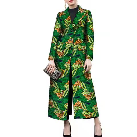 African Clothes for Women 2025 Ankara Print Long Sleeve Long Jacket Coats for Women Fashion Coat Afr