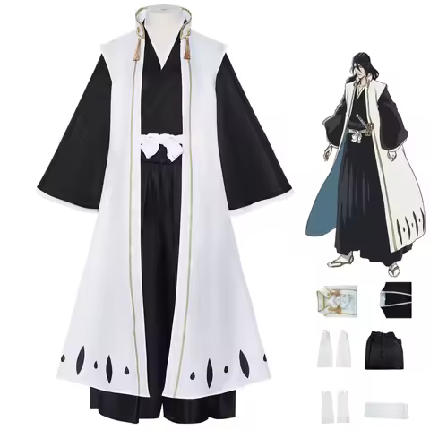 Anime Bleach Kuchiki Byakuya Cosplay Costume Gotei 13 Captain White Cloak Combat Uniform Adult Man H