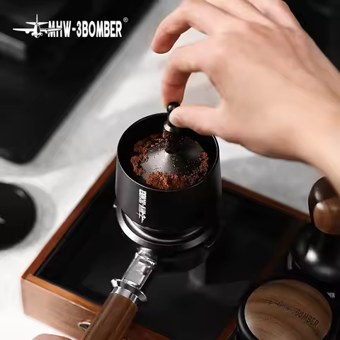 MHW-3BOMBER Espresso Dosing Cup with Stirrer Aluminum Alloy Coffee Dosing Funnel Fit 51-54/58MM Port