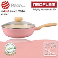 Neoflam - Retro中式炒鑊連玻璃蓋 26CM Pink (適用於電磁爐)