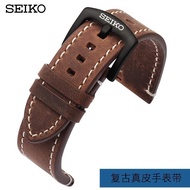 SEIKO5No. Genuine Leather Strap Original Accessories Black Brown Watch Chain20mm22mm Watch Accessories