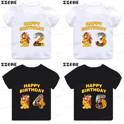 The Lion King Cute Simba Print Cute Girls Clothes 1 2 3 4 5 6 7 8 9 Years Happy Birthday Kids T shir