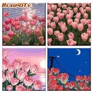 RUOPOTY 50x50cm/40x40cm/30x30cm Frame Paint By Numbers Flower Wall Art Unique Gift Acrylic DIY Frame