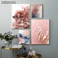 Light Pink Wall Art Abstract Watercolor Canvas Painting Flower Poster and Print Modern Boho Decor 4F 1007