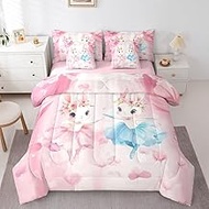 Erosebridal Cute Ballet Rabbit Bedding Set for Kids Girls Teen Women,Kawaii Cartoon Animals Bed in A