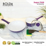 BOLDe Super Pan Granite Set 5 PCS - Panci Wajan Set PURPLE Butterfly