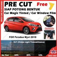 For Perodua Myvi 2018 Car Magic Tinted Film Solar PRECUT OEM Window DIY Scrapper Tint Kereta Siap Po