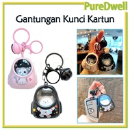 GANTUNGAN Astronaut cat backpack light keychain/ cat backpack keychain character cat keychain cute a