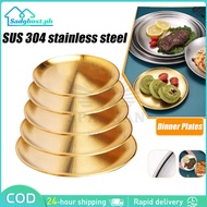 Style Dinner Plates Western Steak Round Tray 304 Stainless Steel Gold Dishes Cake Plates