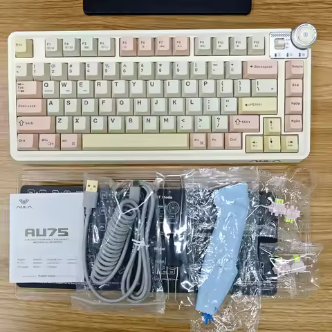 AULA AU75 Gaming Keyboard Tri-Mode Hot Swappable Creamy Mechanical Keyboard with RGB Backlit PBT Key