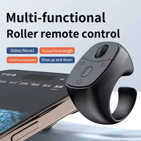 Mini Wireless Bluetooth Page Turner, Fingertip Ring Remote Control Cell Phone Scrolling Ring Wireles
