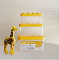 ☀︎二手出清☀︎近全新 日本霜山 樂高可疊式 大中小3件套組 黃色 玩具盒 儲物盒 透明收納盒 不含長頸鹿