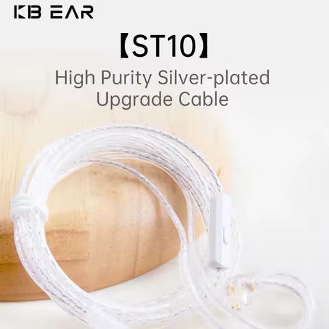 KBEAR ST10 High Purity Silver-plated HiFi Earphone Upgrade Cable 3.5mm Gold-plated Plug and KZ-B/KZ-
