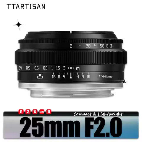 TTARTISAN 25mm F2 APS-C MF Portrait Photography Camera Lens for Sony A6000 A7RIII Fuji XT30 XT-100 N