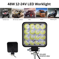 12V-24V Working Light 48W LED Work Light Spotlight LED Headlights for Auto Motorcycle Truck Boat Tractor Trailer Offroad