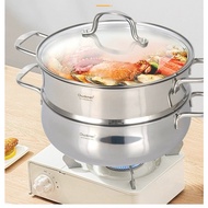 Chockmen 2-Storey Stainless Steel Steamer Full size 16cm, 20cm, 26cm, 28cm, 30cm (Code CKM590, CKM50