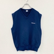 古著 80 年代adidas Vintage V 領海軍藍運動背心，M 碼