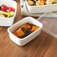 日本霜山 日系純白風長方形琺瑯保鮮盒(附蓋)-S-550ml-3入