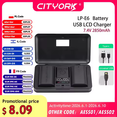 LP E6 LP-E6 LP-E6N lp e6 Battery + LED Dual Charger Case For Canon EOS 5DS R 5D Mark II III IV 5D 6D