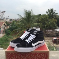 SEPATU VANS121 OLD SKOOL HITAM PUTIH MOTIF TINGGI CASUAL SNEAKERS PRIA WANITA