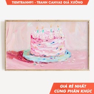 Tranh treo tường irthday Frame Tv Art Colorful Birthday Cake Pink Samsung Frame Tv Bday Art tặng