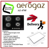 Aerogaz 60Cm Tempered Glass Hob with 4 Burners AZ-470F