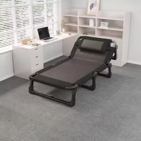 Folding Portable Single Bed Home Balcony Office Nap Camp Bed Multifunction Lounge Chair Single Foldi