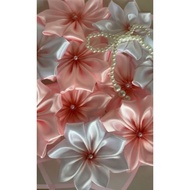 4cm satin Ribbon | Plumeria satin ribbon | Satin Ribbon Flower | Plumeria flower